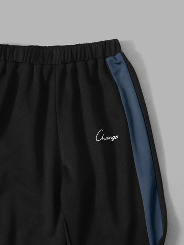 Boys Letter Graphic Tee & Contrast Side Seam Sweatpants