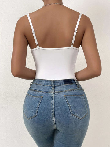 Floral Embroidery Bustier Cami Bodysuit