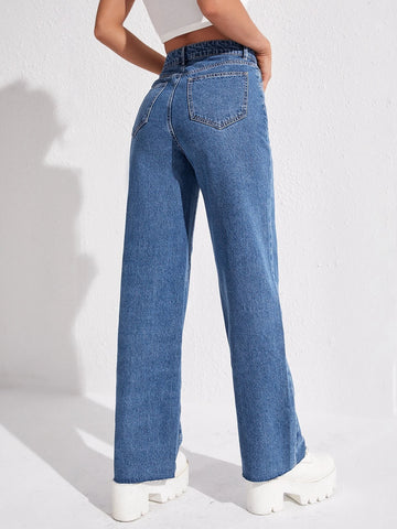 Zipper Fly Straight Leg Jeans