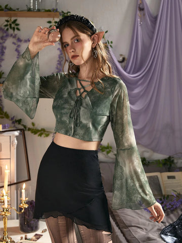 ROMWE Fairycore Solid Tulip Hem Skirt