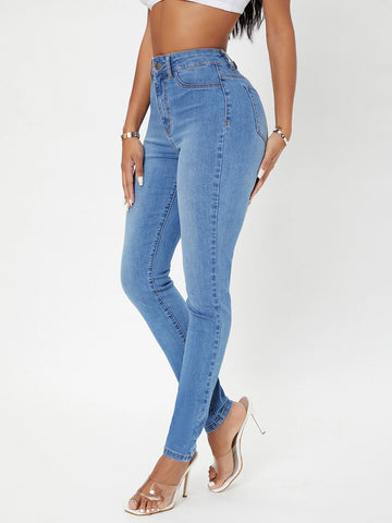 SXY High Waist Zip Fly Skinny Jeans