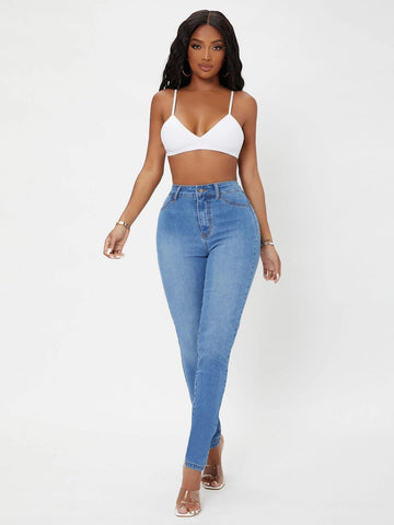 SXY High Waist Zip Fly Skinny Jeans