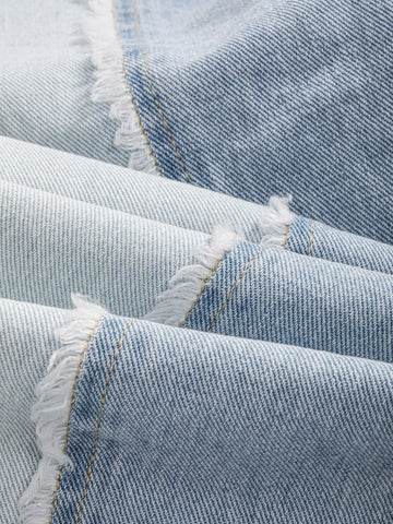 DAZY Two Tone High Waist Raw Cut Jeans