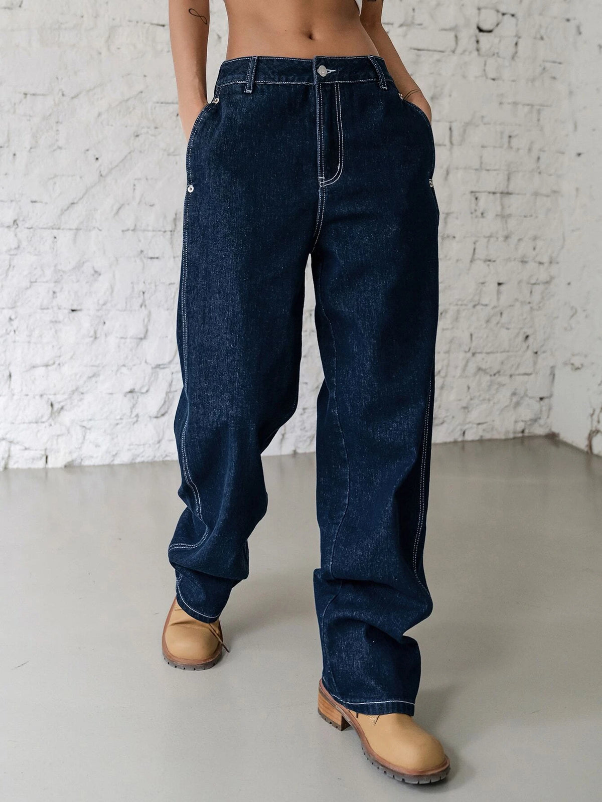 DAZY Button Side Straight Leg Jeans