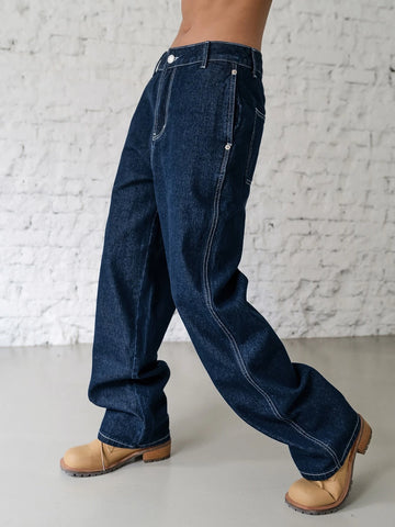DAZY Button Side Straight Leg Jeans