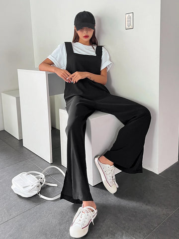 DAZY Pocket Detail Solid Overall Jumpsuit