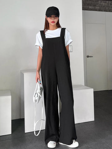 DAZY Pocket Detail Solid Overall Jumpsuit