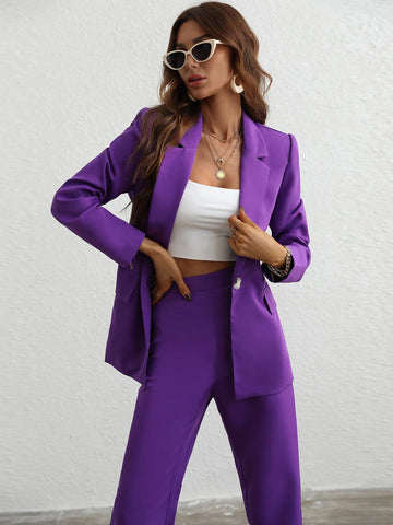 Single Button Belted Blazer & Tailored Pants