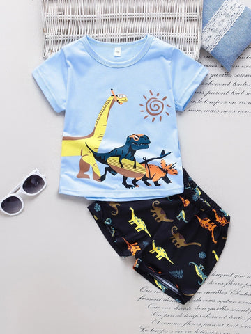 Toddler Boys Cartoon Graphic Tee & Shorts