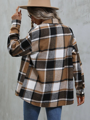 Plaid Print Button Front Blouse