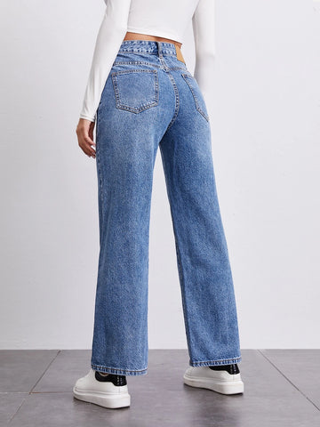High Waist Straight Leg Jeans