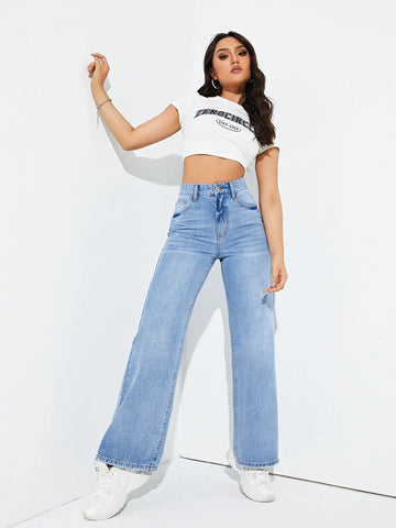 Light Wash Wide Leg Jeans