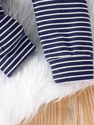 Baby Sun & Slogan Graphic Pullover & Striped Sweatpants