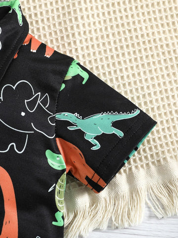 Baby Dinosaur Print Button Front Romper