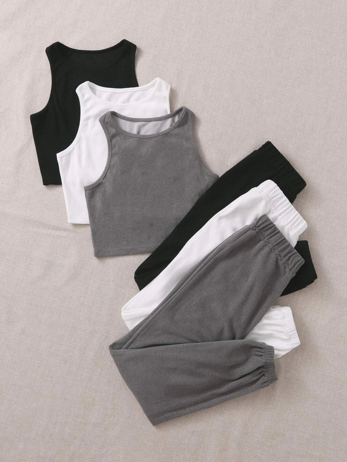 3sets Tank Top & Sweatpants Lounge Set