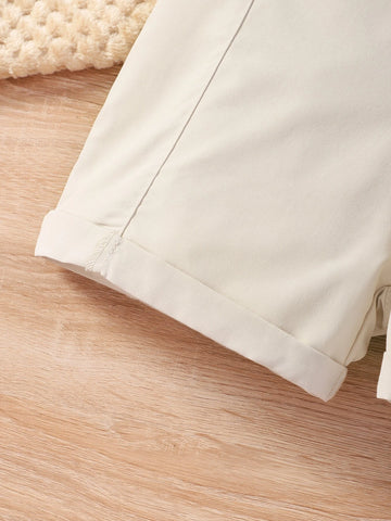 Girls Ruffle Trim Tee & Belted Shorts