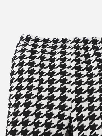Baby Houndstooth Print Split Hem Flare Leg Pants