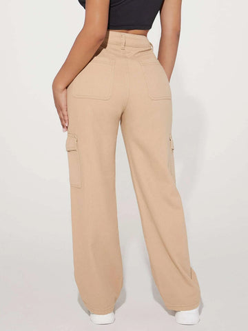 PETITE High Waist Flap Pocket Side Cargo Jeans