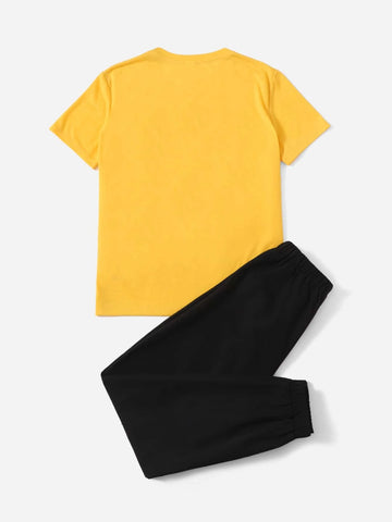 Boys Headphone Print Tee & Drawstring Waist Pants