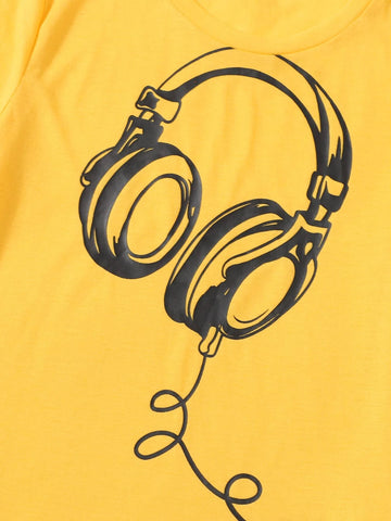 Boys Headphone Print Tee & Drawstring Waist Pants