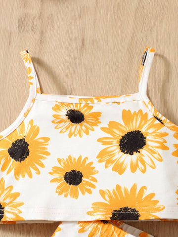 Baby Sunflower Print Cami Top & Shorts