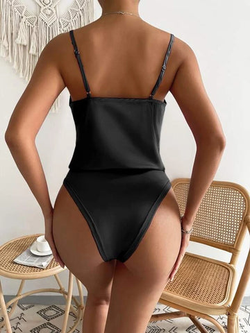 Draped Satin Cami Bodysuit