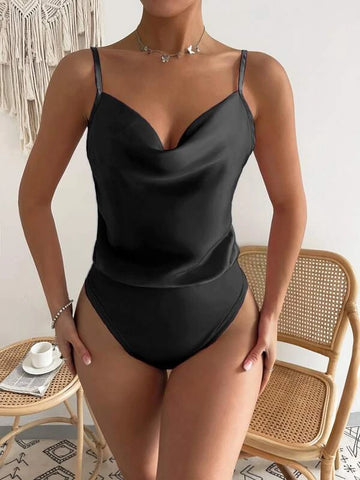 Draped Satin Cami Bodysuit