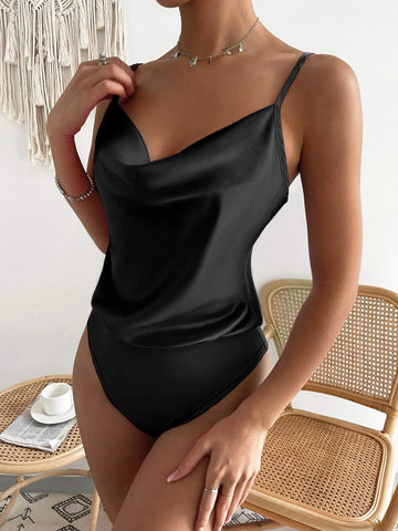 Draped Satin Cami Bodysuit