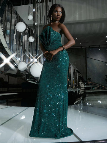 Missord Draped Front Sequins Tube Prom Dress