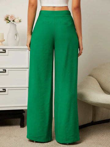 Letter Patched Detail Wide Leg Pants