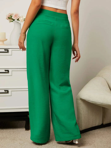 Letter Patched Detail Wide Leg Pants