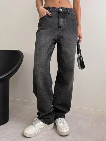DAZY Slant Pockets Straight Leg Jeans
