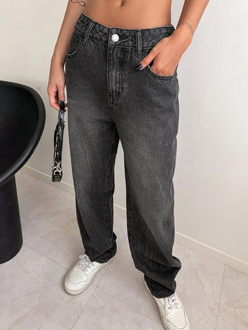 DAZY Slant Pockets Straight Leg Jeans