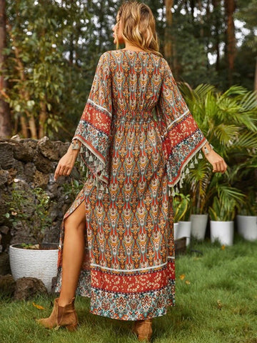 LUUKSE Allover Print Flounce Sleeve A-line Dress