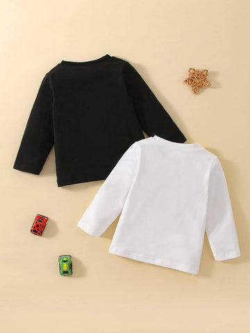 Baby 2pcs Solid Round Neck Tee