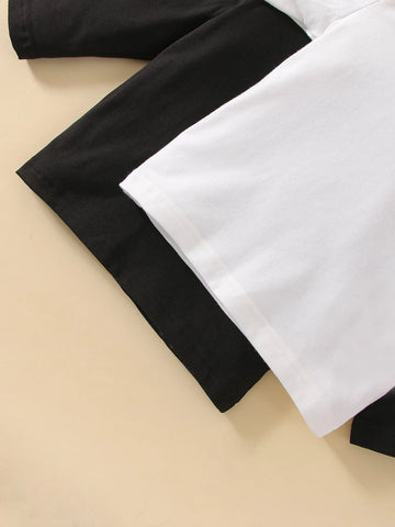 Baby 2pcs Solid Round Neck Tee