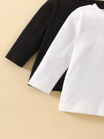 Baby 2pcs Solid Round Neck Tee