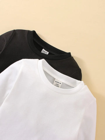 Baby 2pcs Solid Round Neck Tee