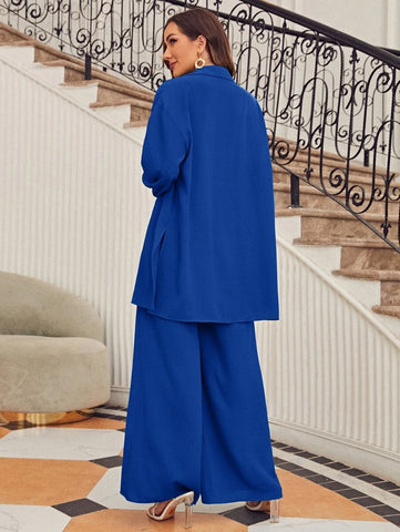 evolu Drop Shoulder Solid Shirt & Wide Leg Pants