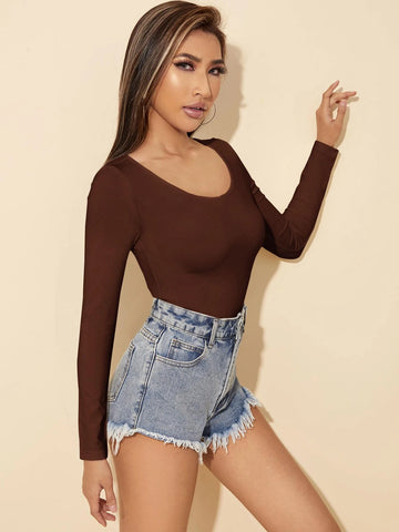 Solid Scoop Neck Slim Tee