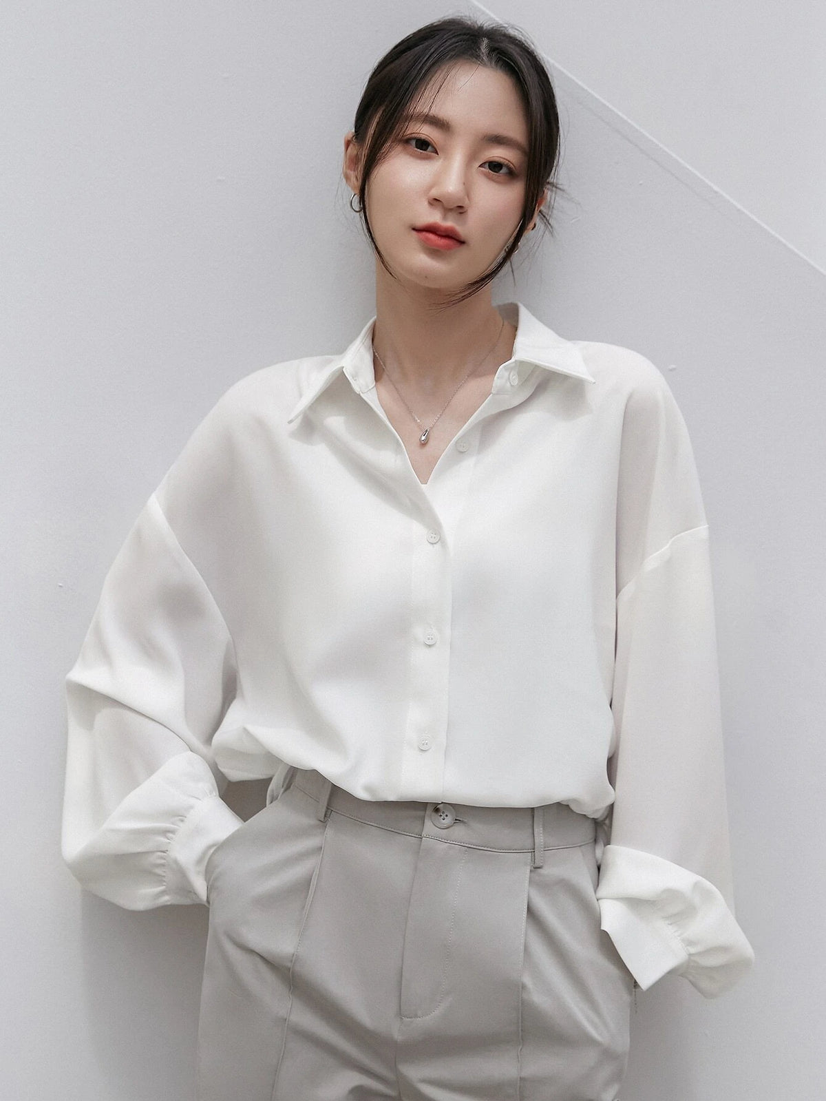 Dazy-Less Drop Shoulder Solid Shirt