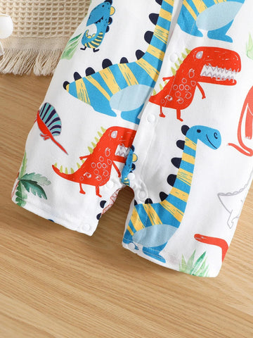 Baby Dinosaur Print Button Front Romper