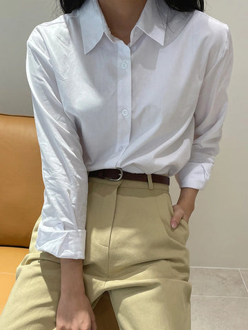 DAZY Solid Button Front Shirt