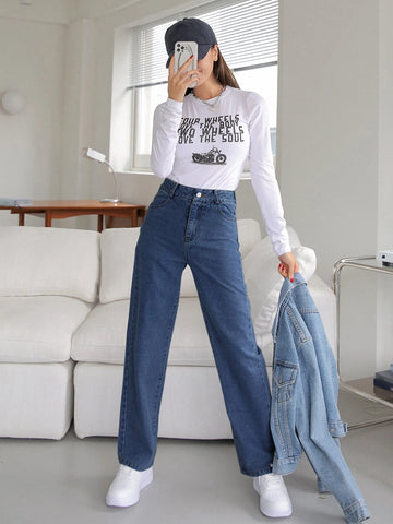 DAZY High Waisted Straight Leg Jeans