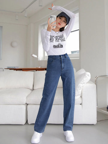 DAZY High Waisted Straight Leg Jeans