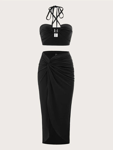 ICON Tie Back Halter Top & Twist Front Skirt