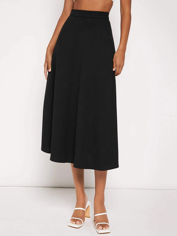 Solid High Waist Skirt