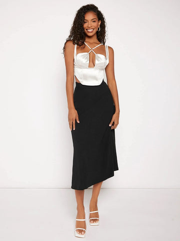 Solid High Waist Skirt