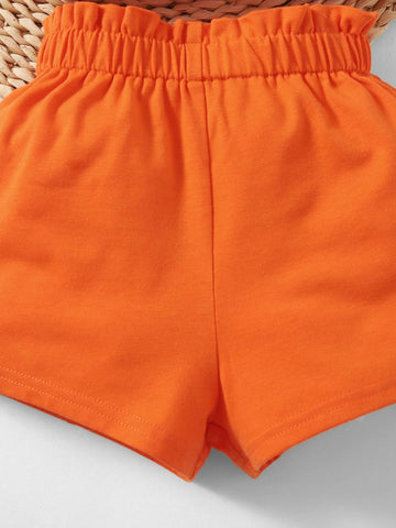 Baby One Shoulder Top & Paper Bag Waist Shorts
