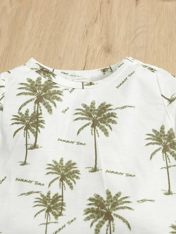 Baby Tropical & Letter Graphic Tee & Shorts